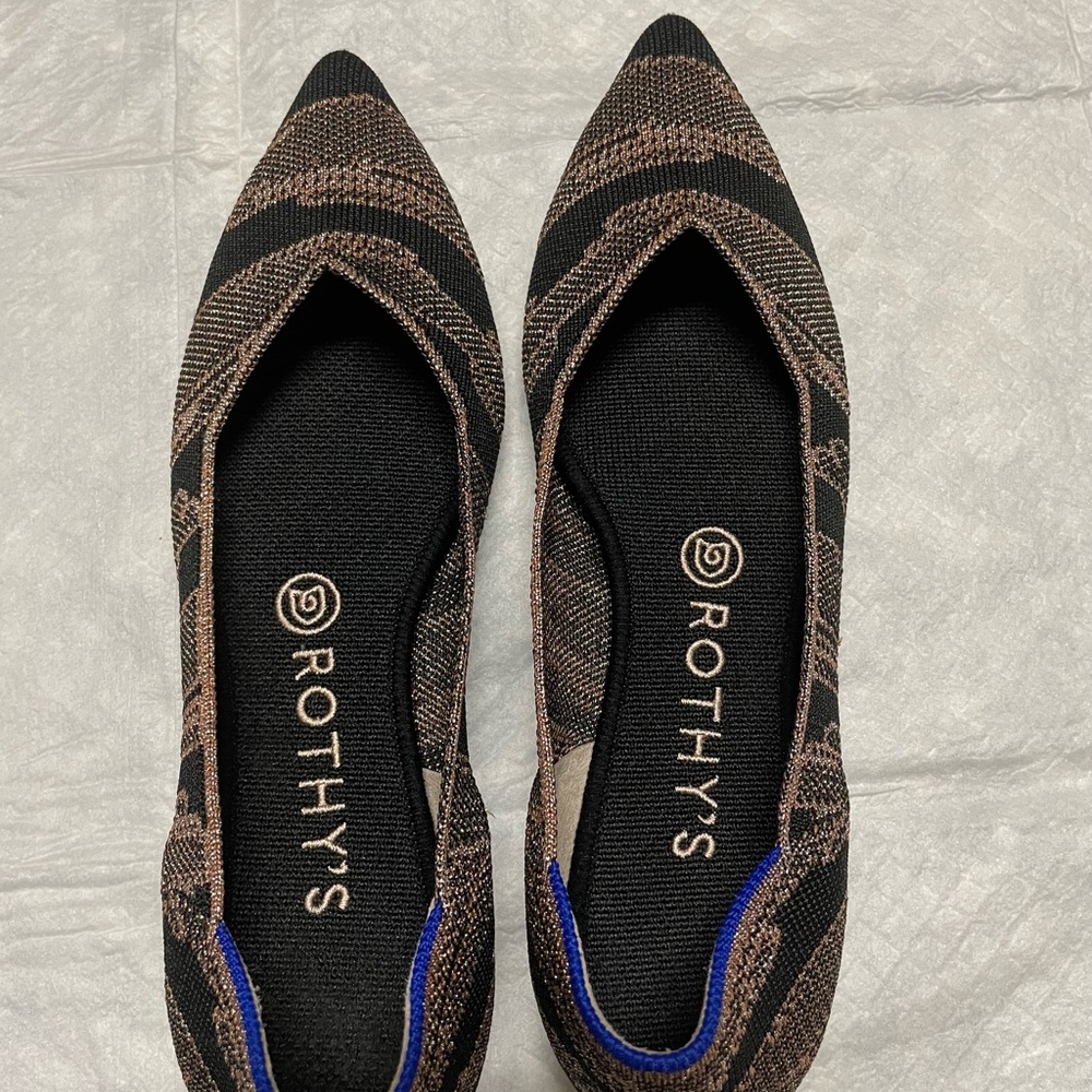 Rothy's Black and Brown Patterned Flats